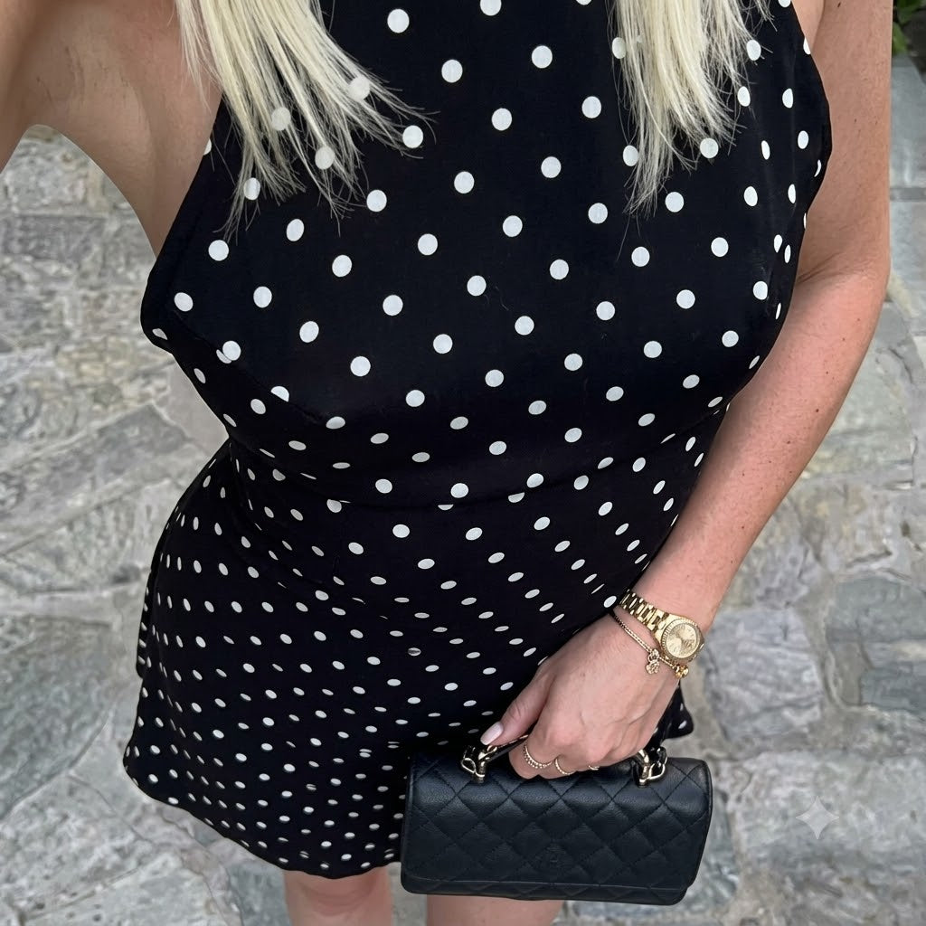 Abito Mini con Scollo all'Americana – Fantasia a Pois